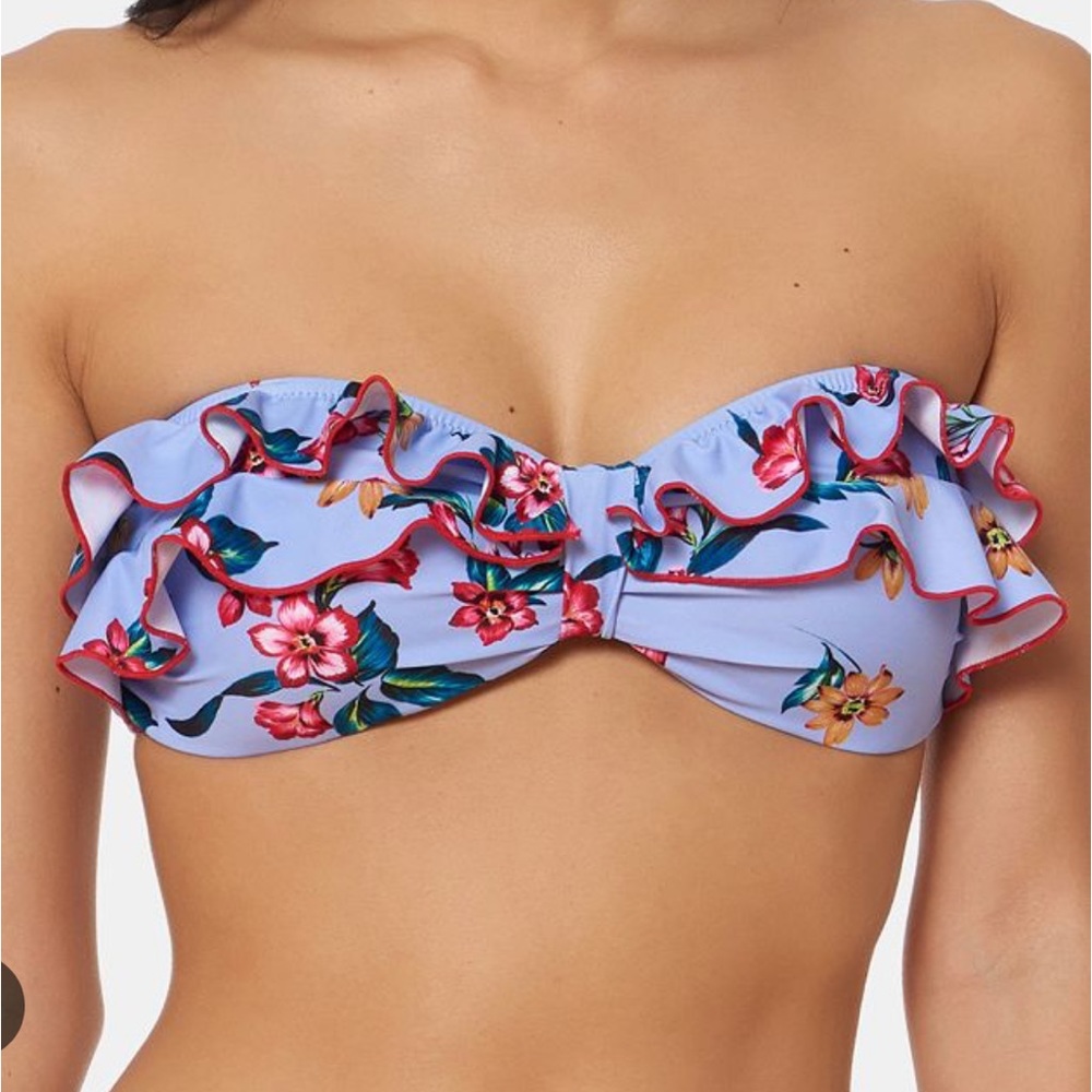 Jessica simple ruffle bandeau lavender floral bikini